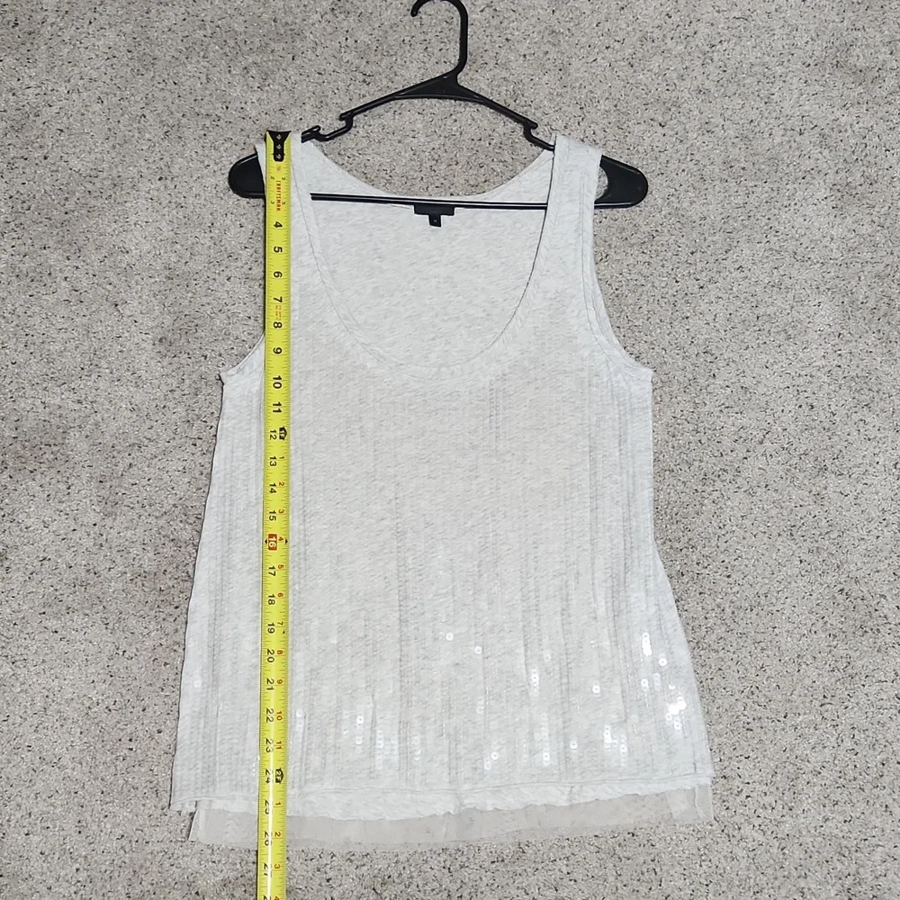 J. Crew Collection Tissue Sequin Tank in Silver/Light Grey Size Medium